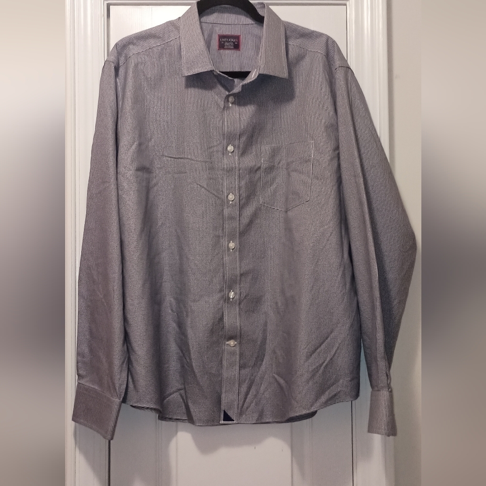 Untuckit Blue White Checked Button Down Cotton Sh… - image 1
